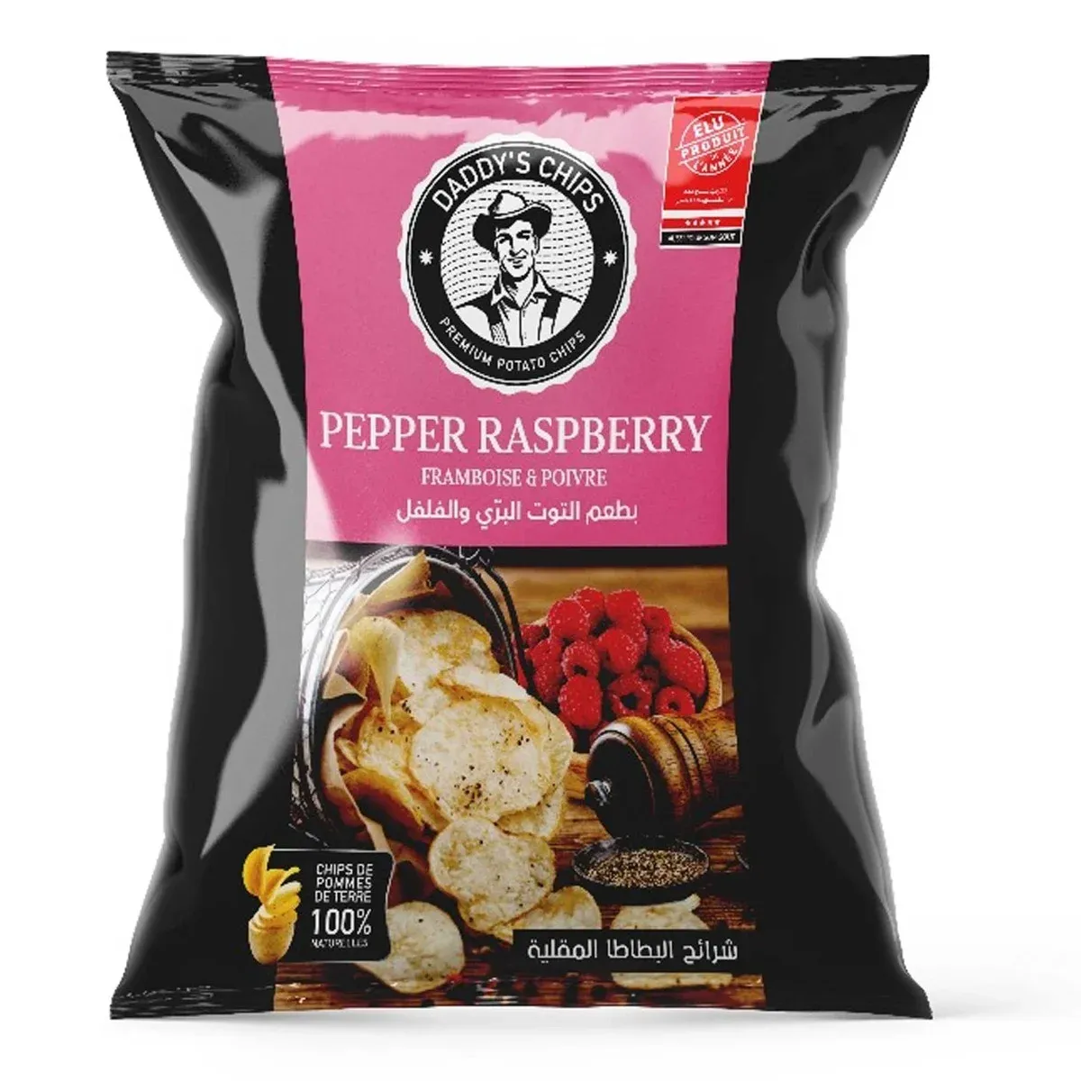 Chips de pomme de terre naturelle framboise et poivre