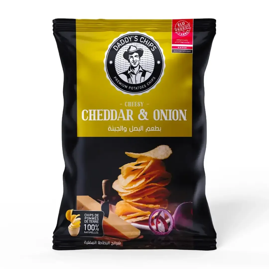 Chips de pomme de terre naturelle cheddar et oignon Cheesy