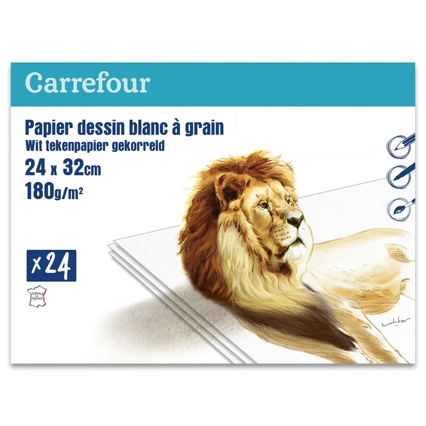 24 Papiers à dessin 24x32cm 180g