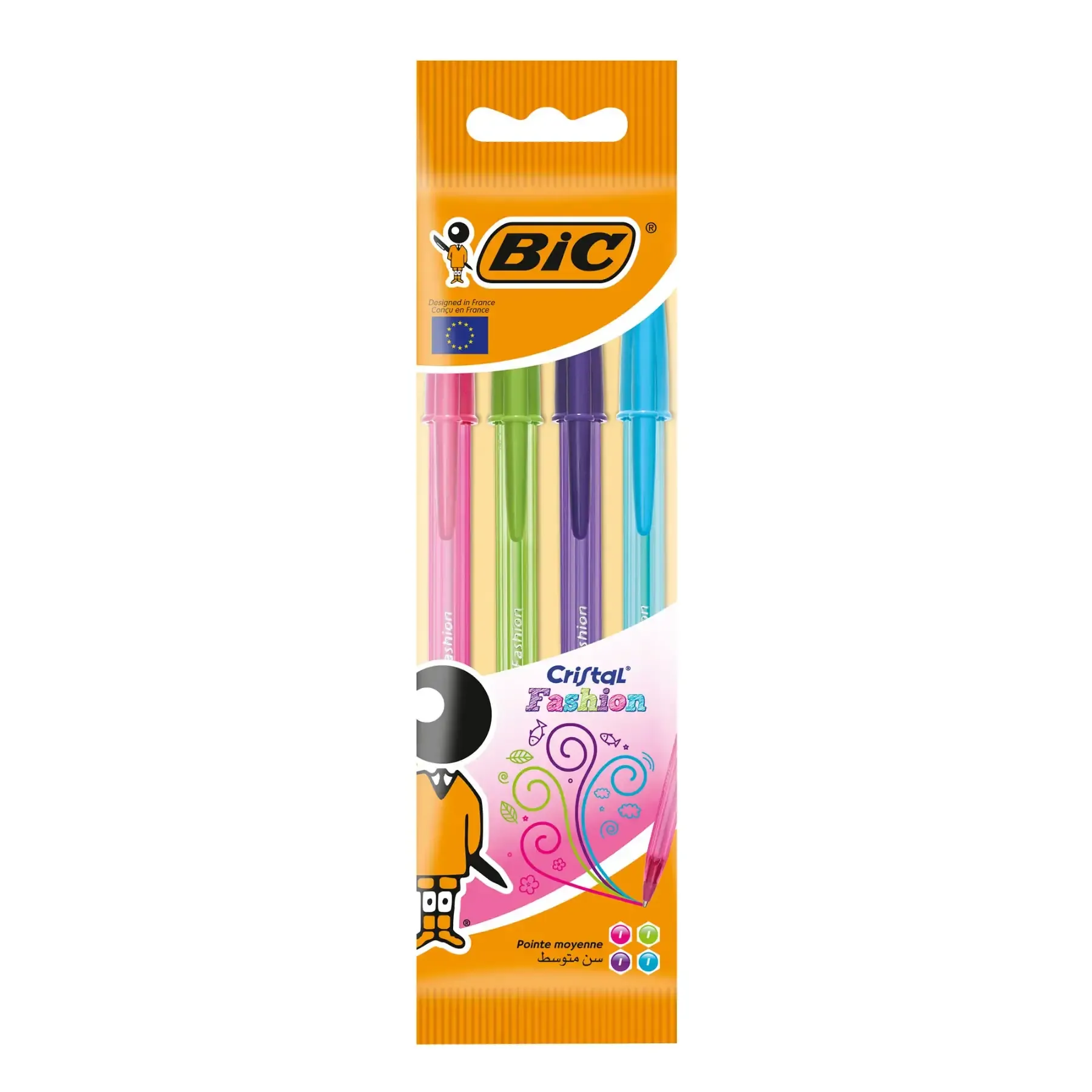 de 4 Stylos à bille BIC fashion couleurs pastel