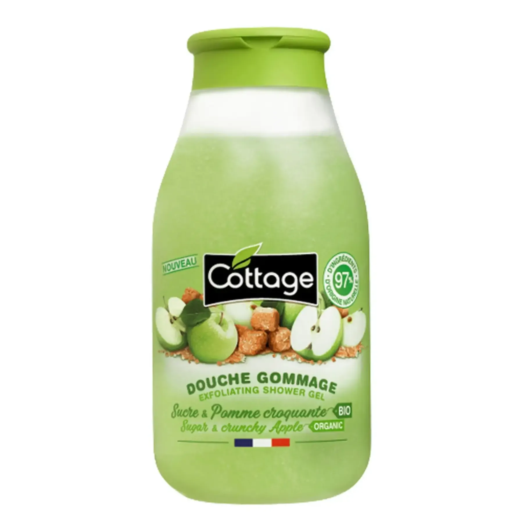Gel douche gommage sucre et pomme croquante bio