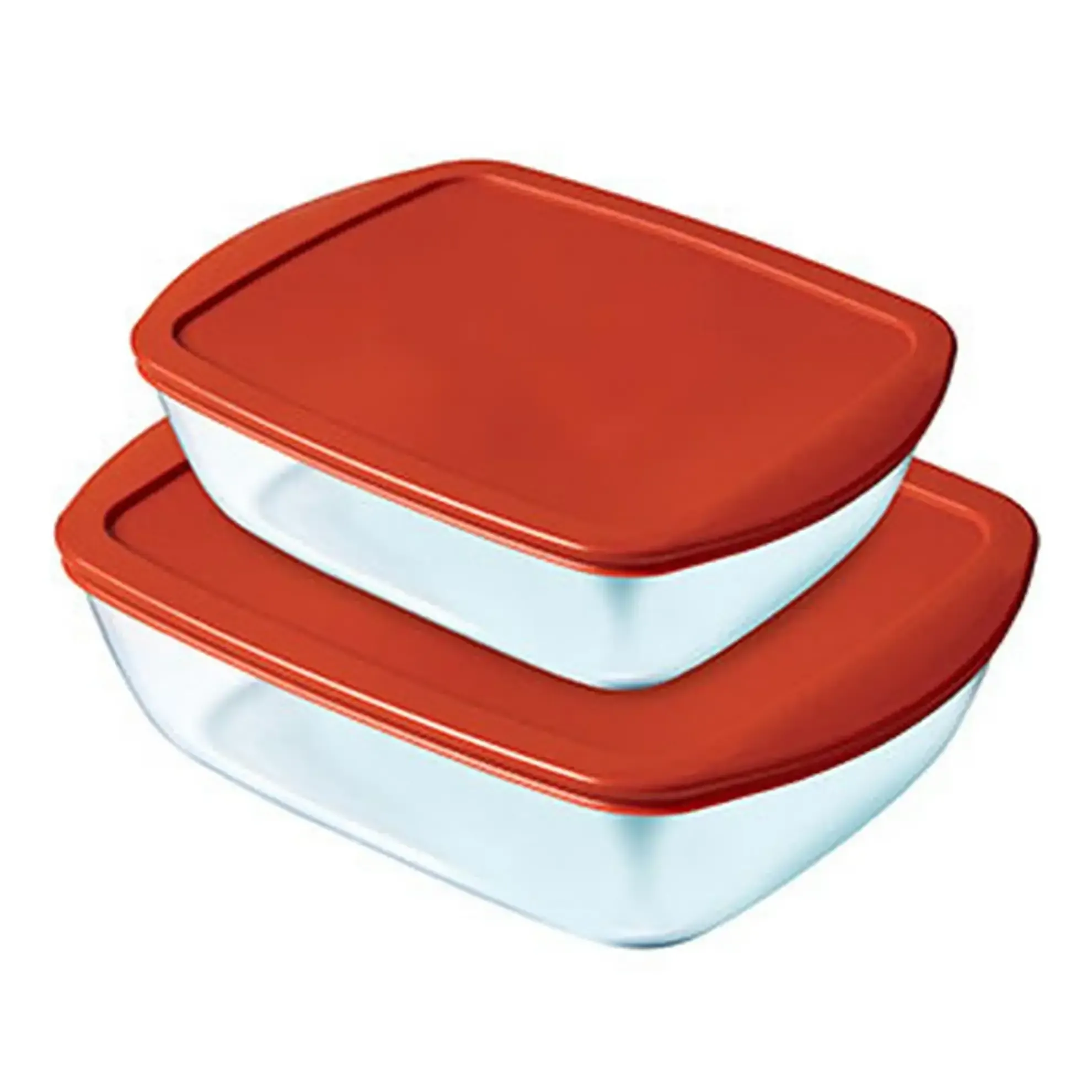 Lot de 2 boîtes de conservations avec couvercles rouge