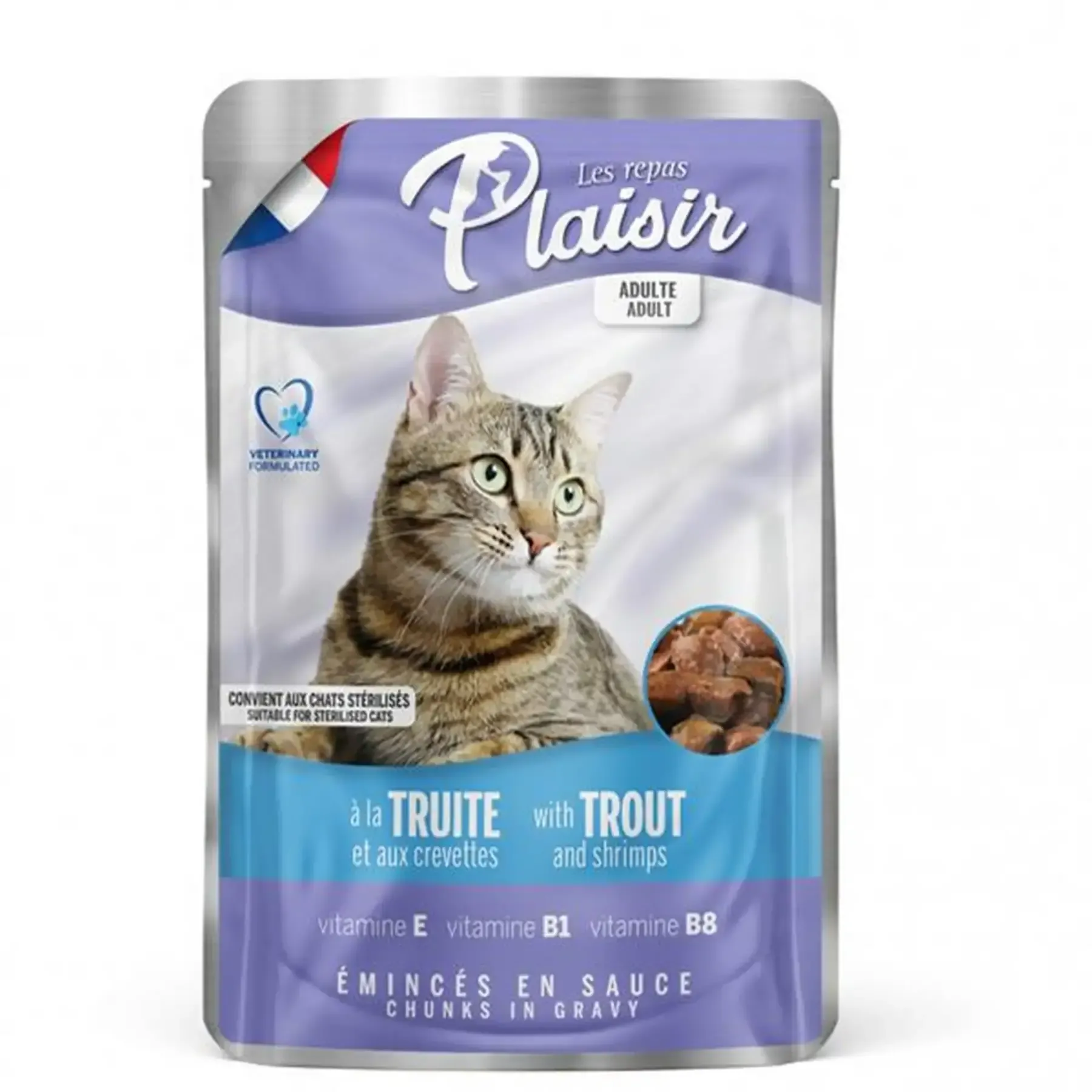Pâtée pour chat truite et crevettes