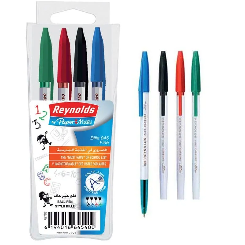 Pack de 4 stylos à bille pointe fine
