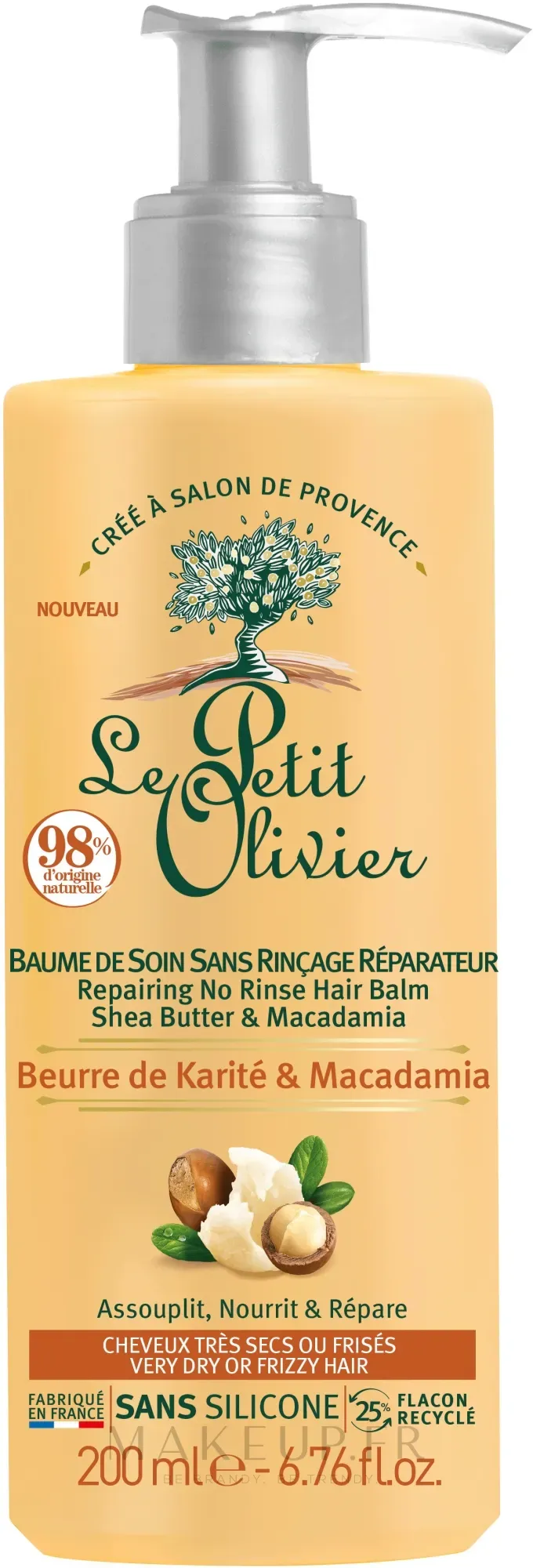 Crème sans rinçage beurre de karité pour cheveux secs ou frisés