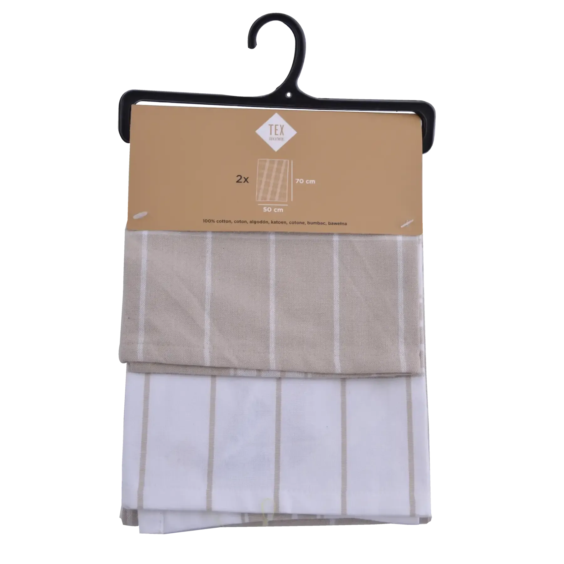 Torchon beige à carreaux en coton