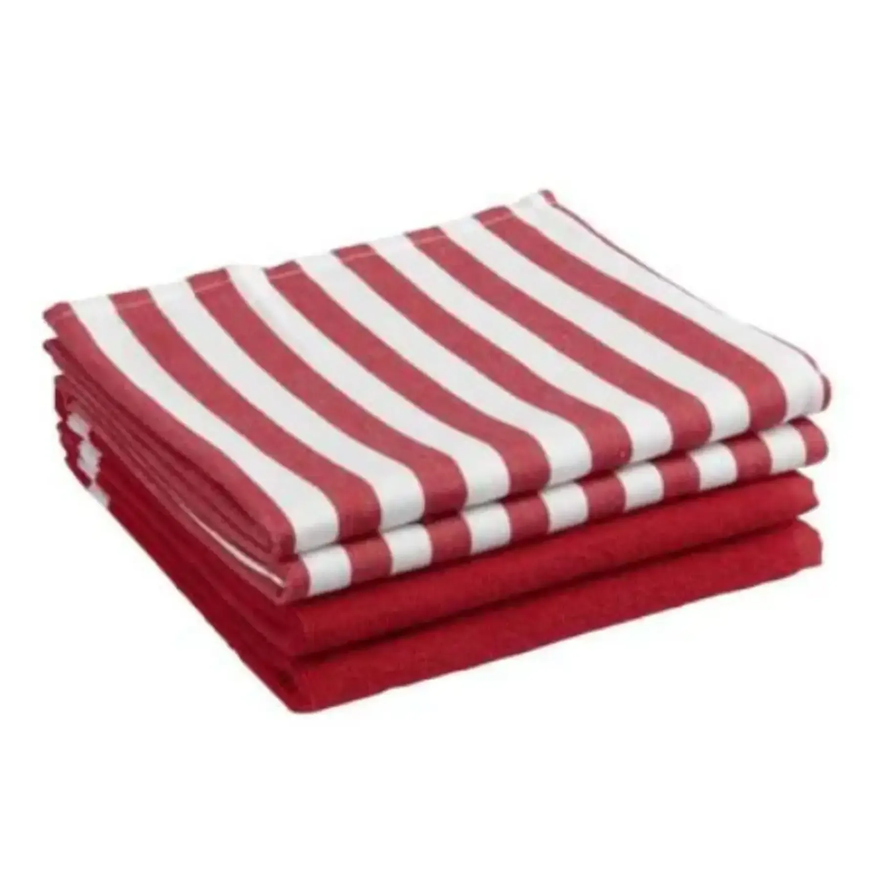Lot de 2 essuie mains et 2 torchons rouge