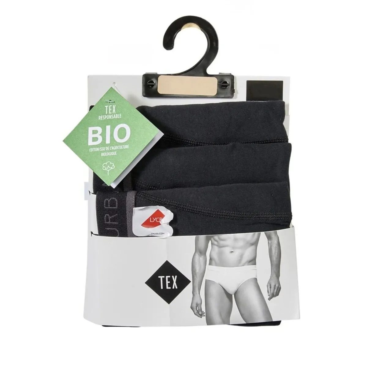 Lot de Boxers homme noir coton Bio