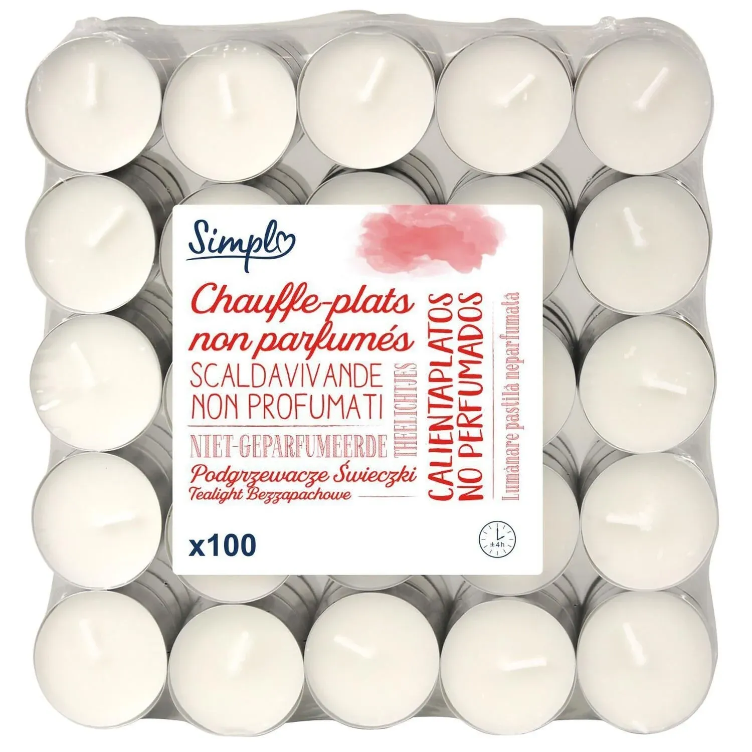 100 Bougies chauffe-plats non parfumés