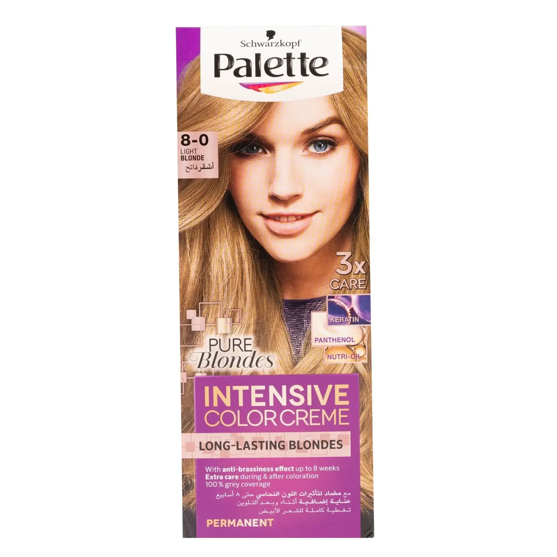 Coloration permanente 8-0 blond clair