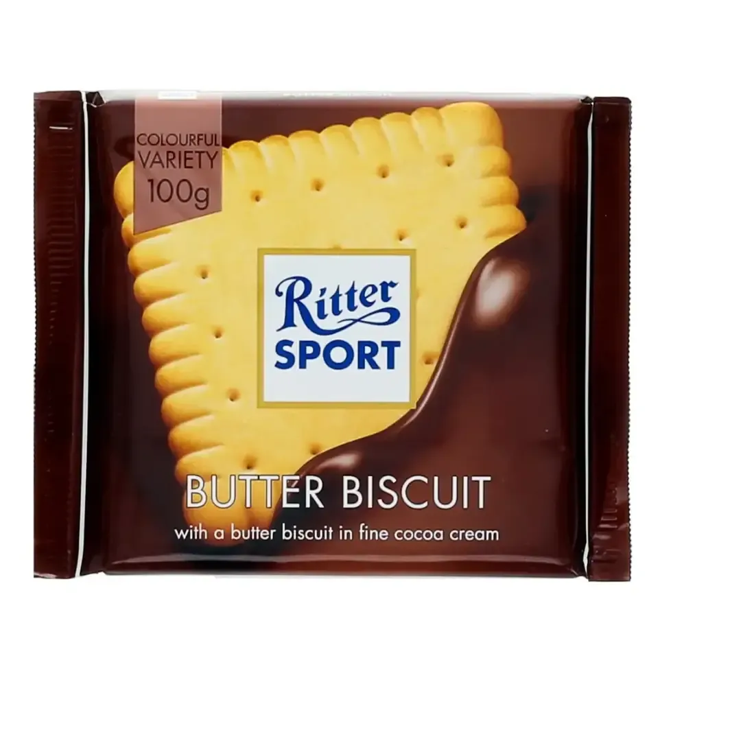 Carrés de chocolat au lait avec un petit beurre