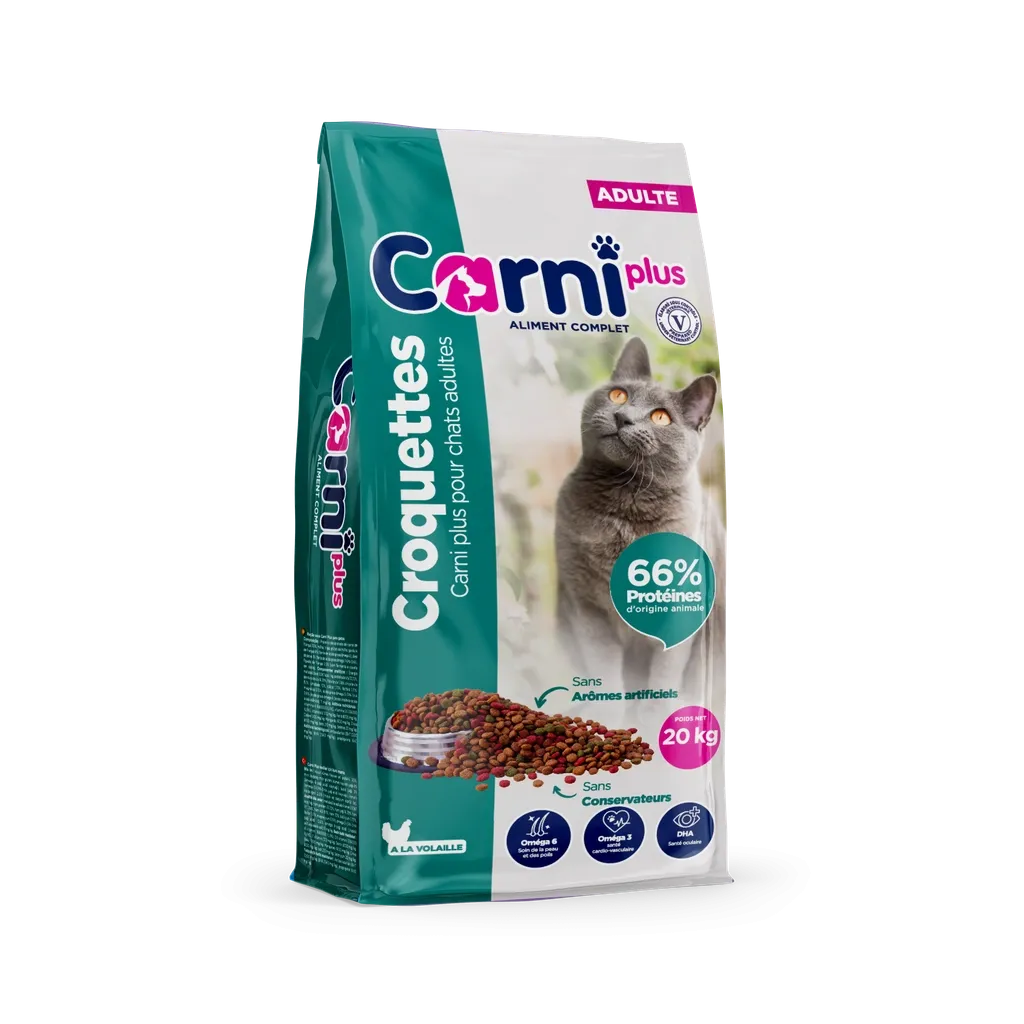 Croquettes Carniplus standards à la volaille pour chats adultes