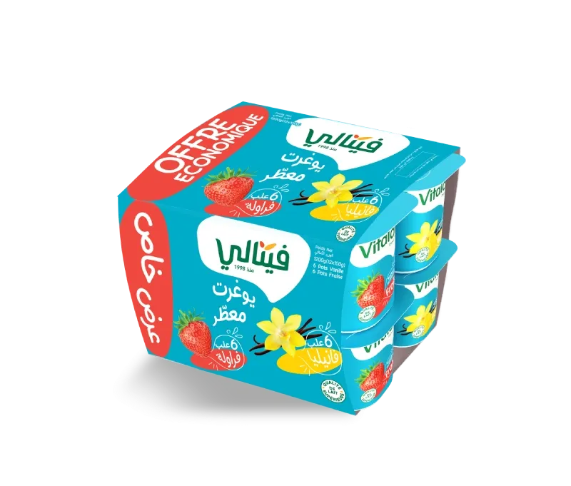 Pack de yaourts aromatisés fraise vanille