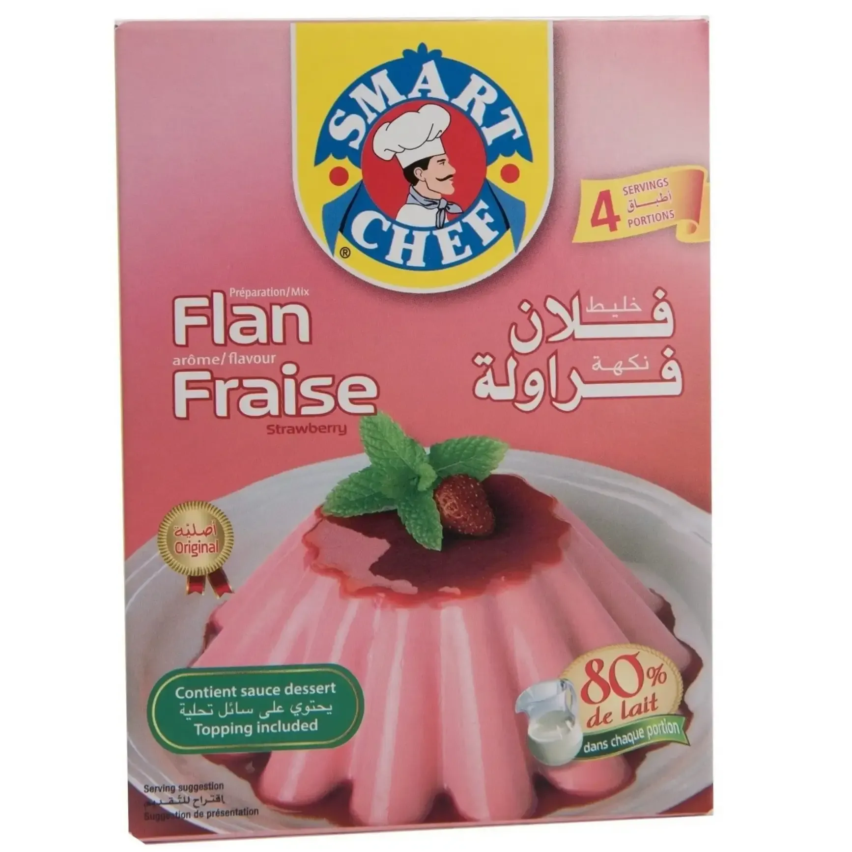 Préparation de flan aux fraises