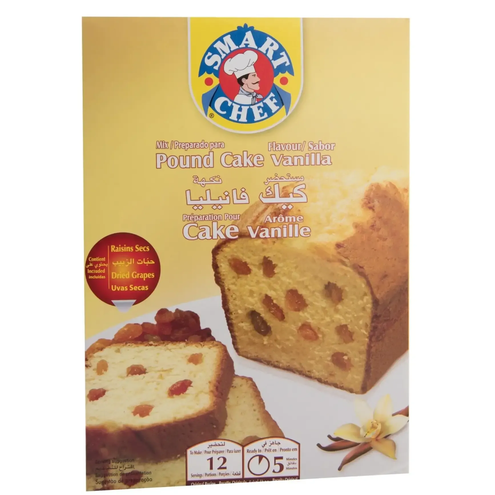 Préparation de cake vanille et raisin