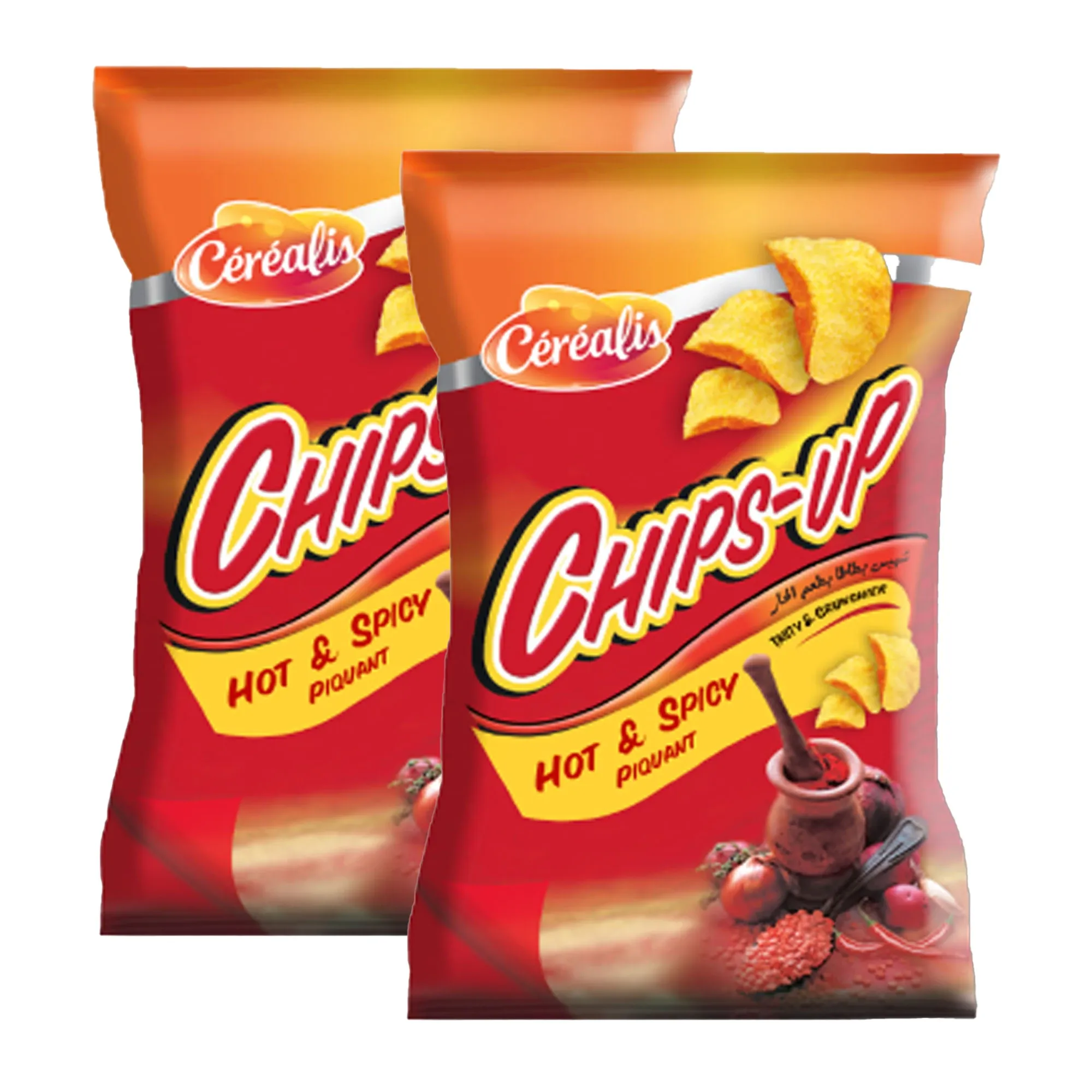 Lot de 2 sachets chips saveur hot chili