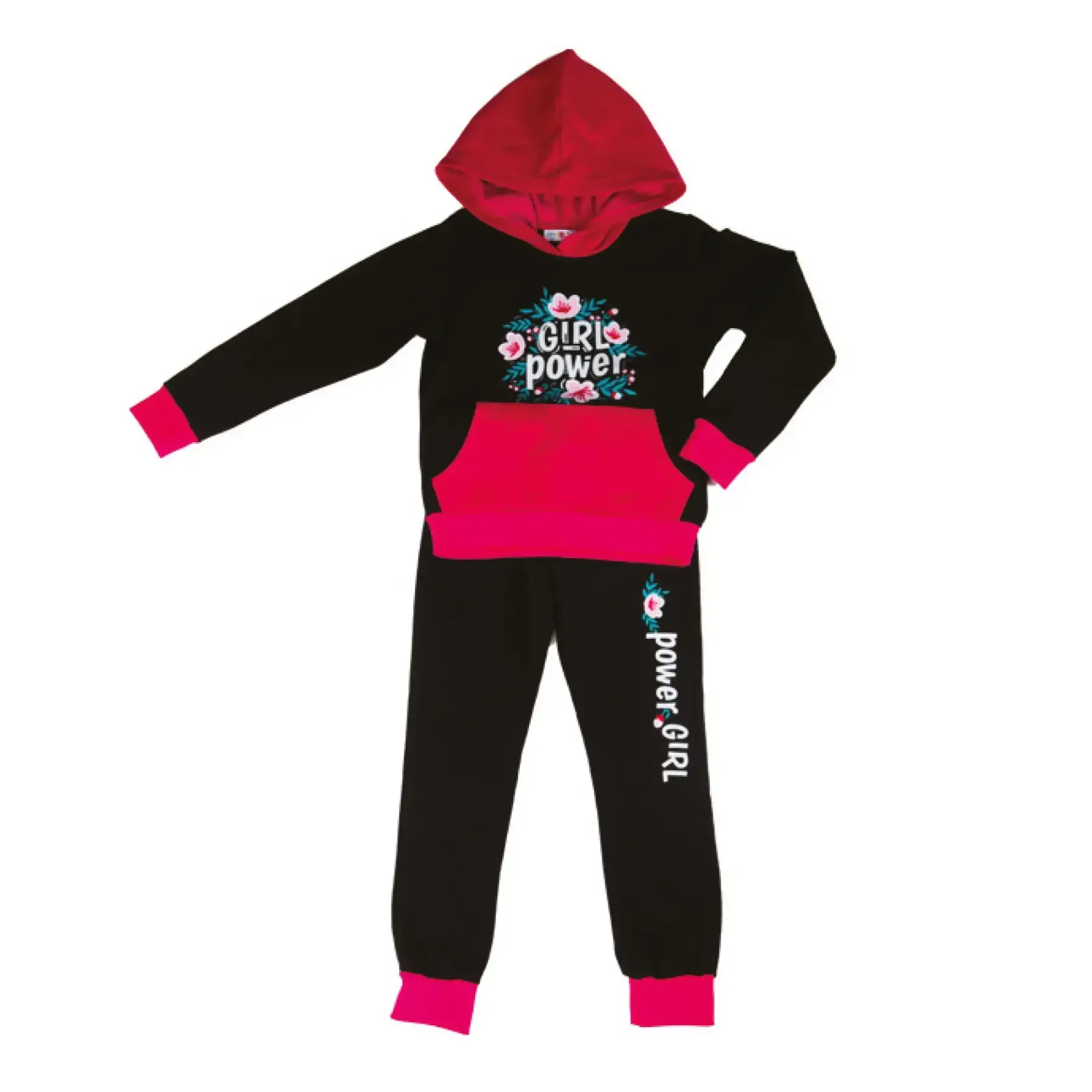 Jogging pour fille noir fuchsia