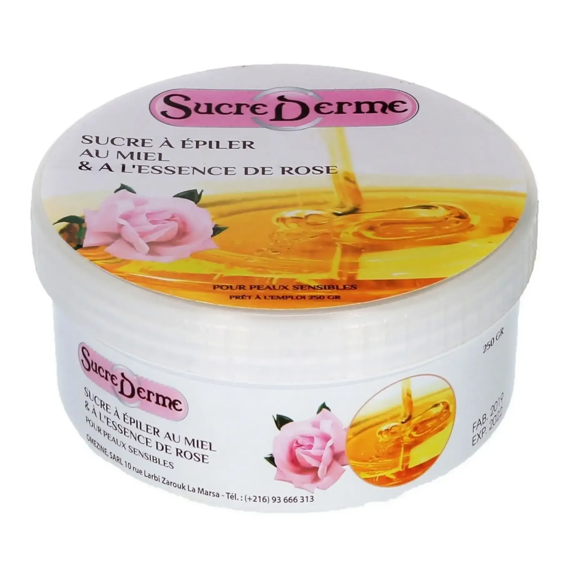 Sucre à épiler au miel et à l'eau de rose