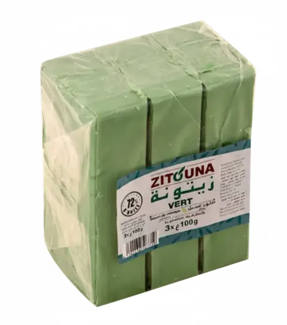 Lot de 3 vert savons de ménage Zitouna 100 g