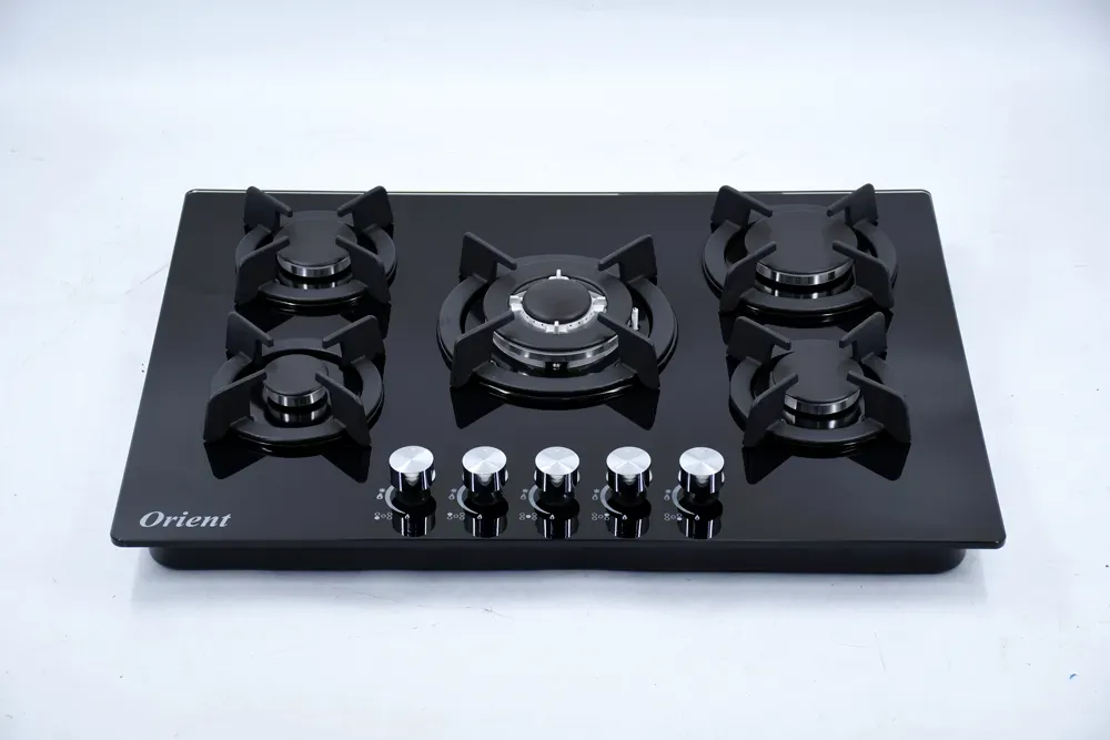 Plaque de cuisson encastrable à gaz 5 feux 75Cm Noir