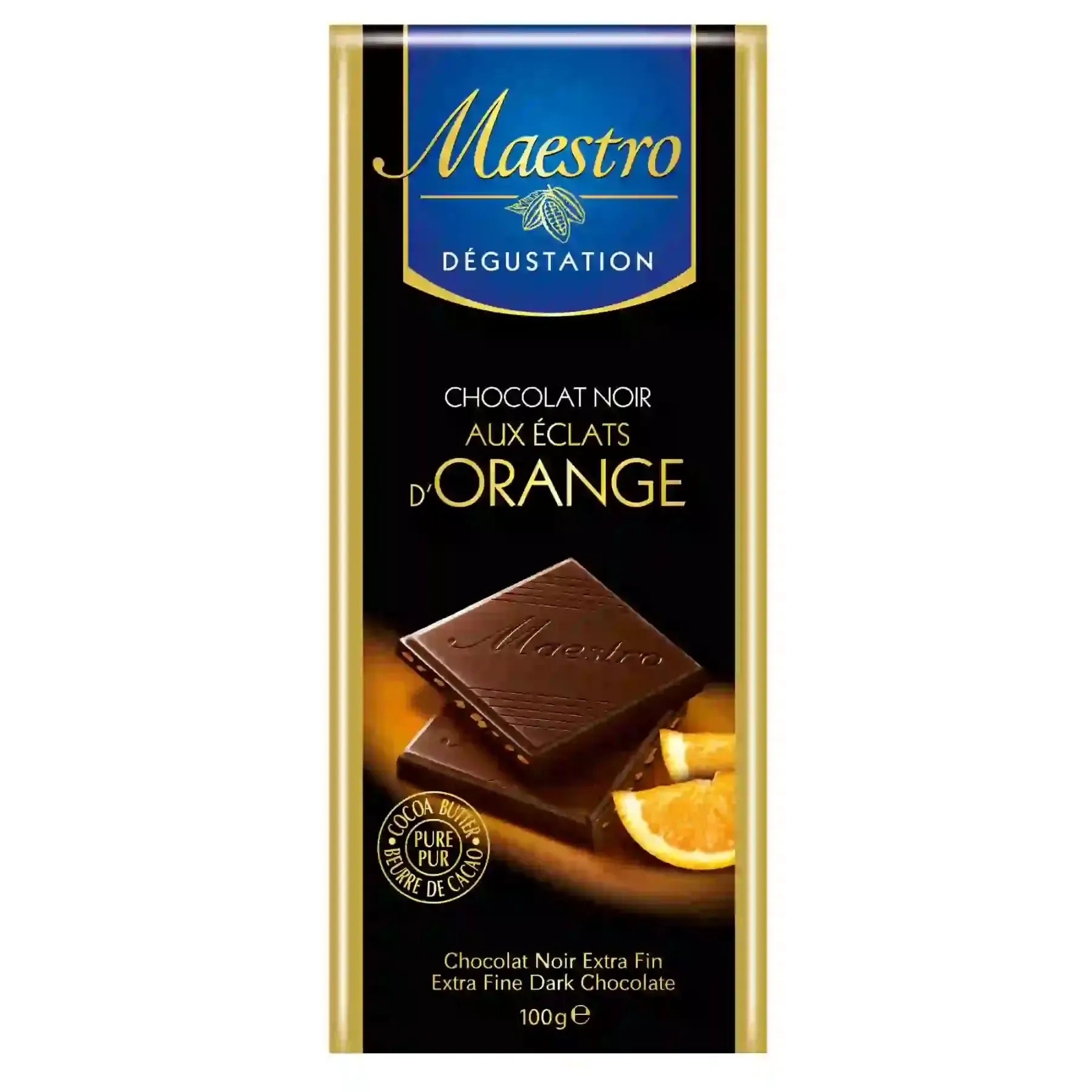 Chocolat noir aux éclats d'orange