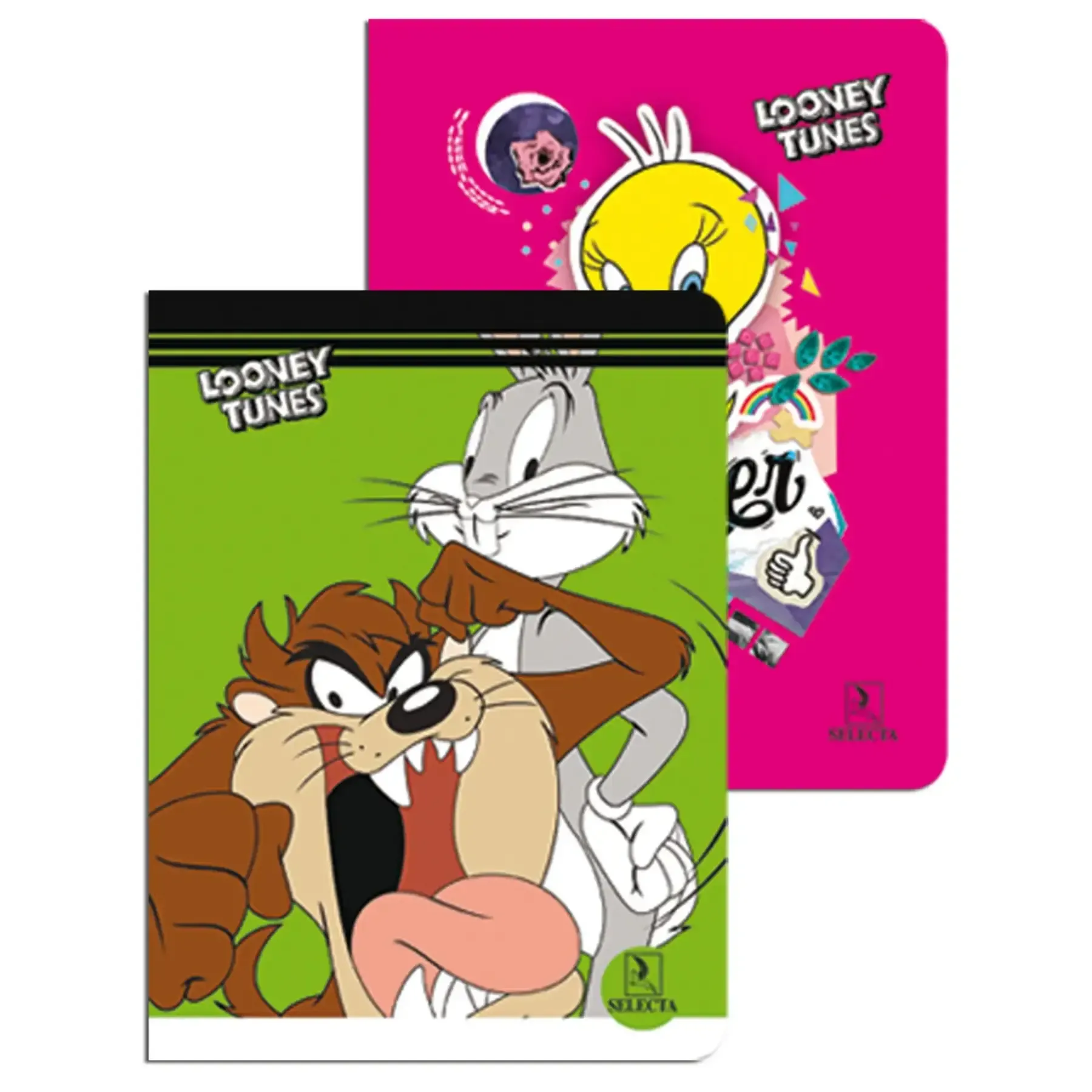 Cahier piqûre LOONEY grands carreaux 90g 96 pages