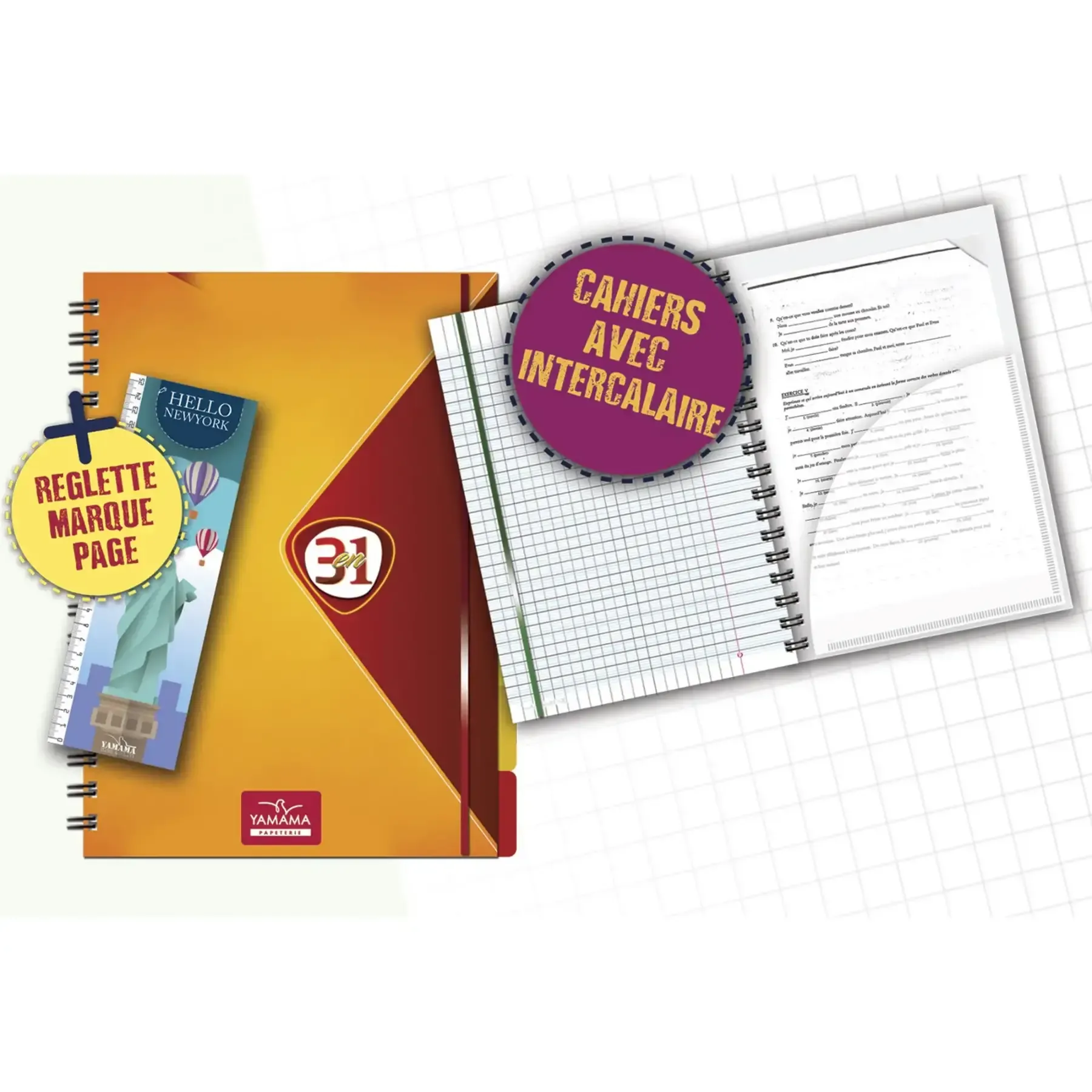 Cahier wiro couverture plastique 3 en 1 21x29.7cm 80g