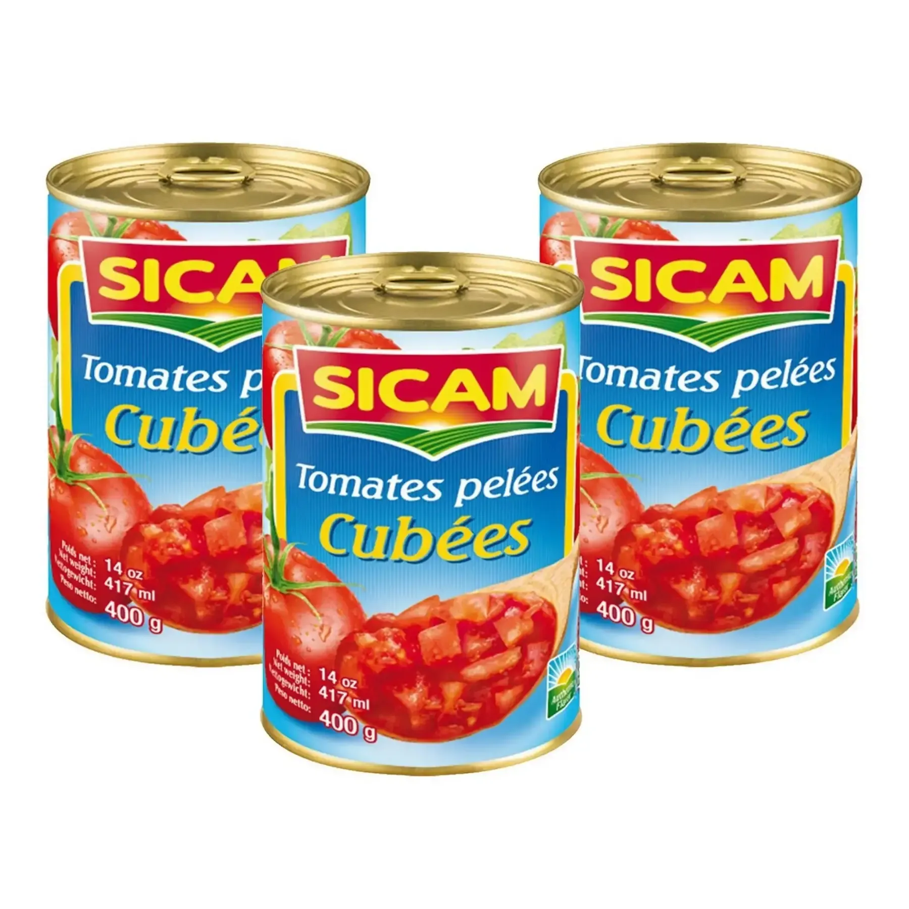Tomates pelées en cube