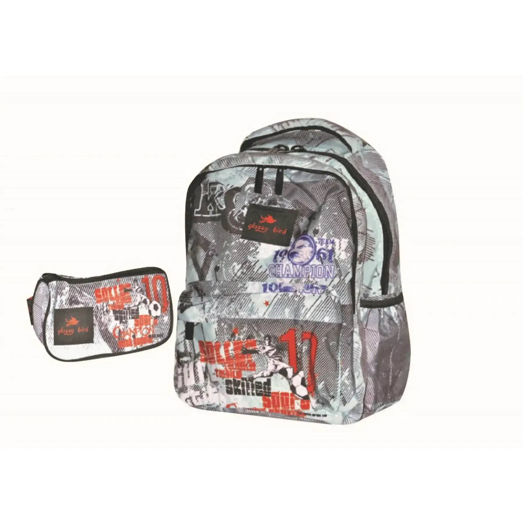 Sac à dos scolaire Glossy Bird avec trousse