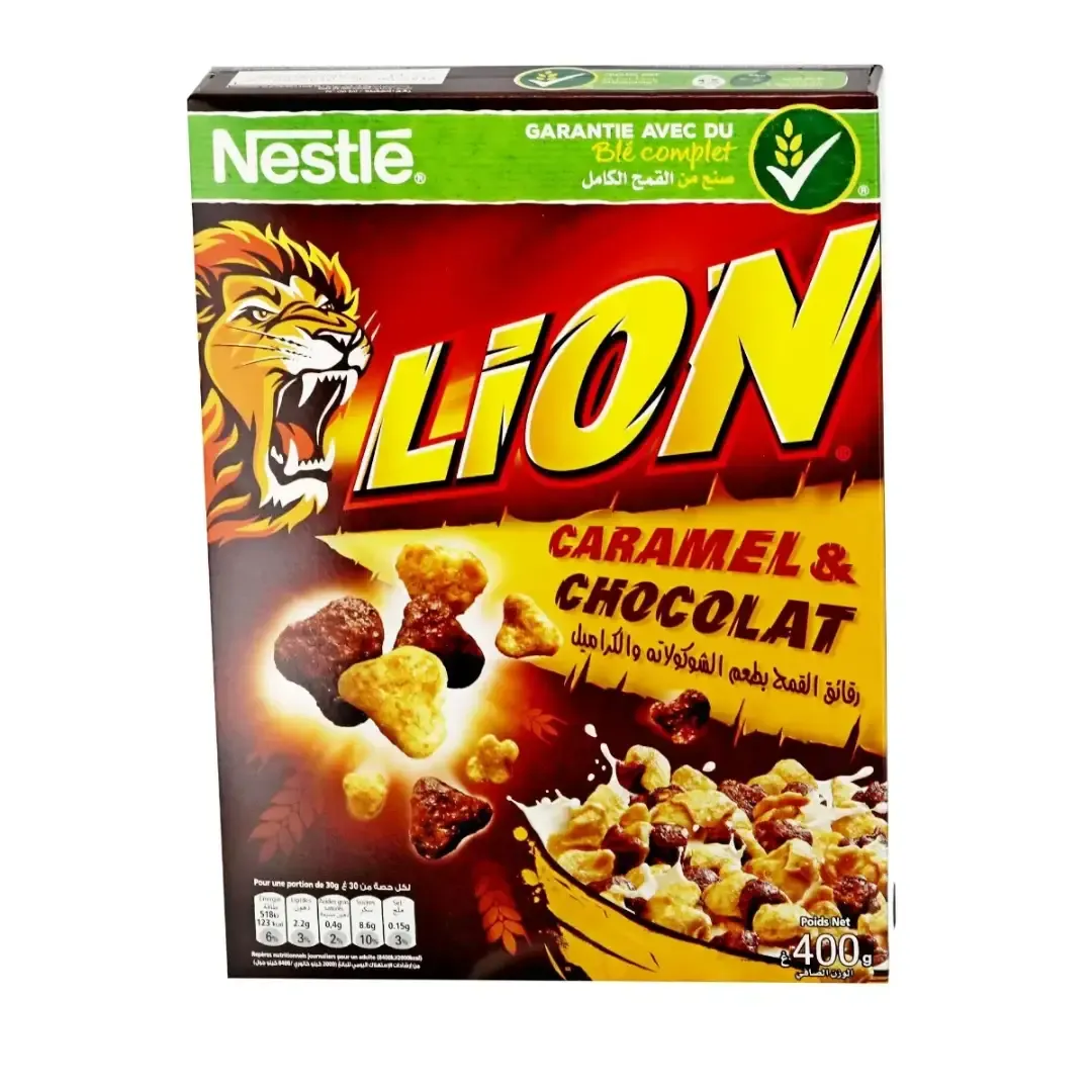Céréales de blé complet caramel chocolat Lion