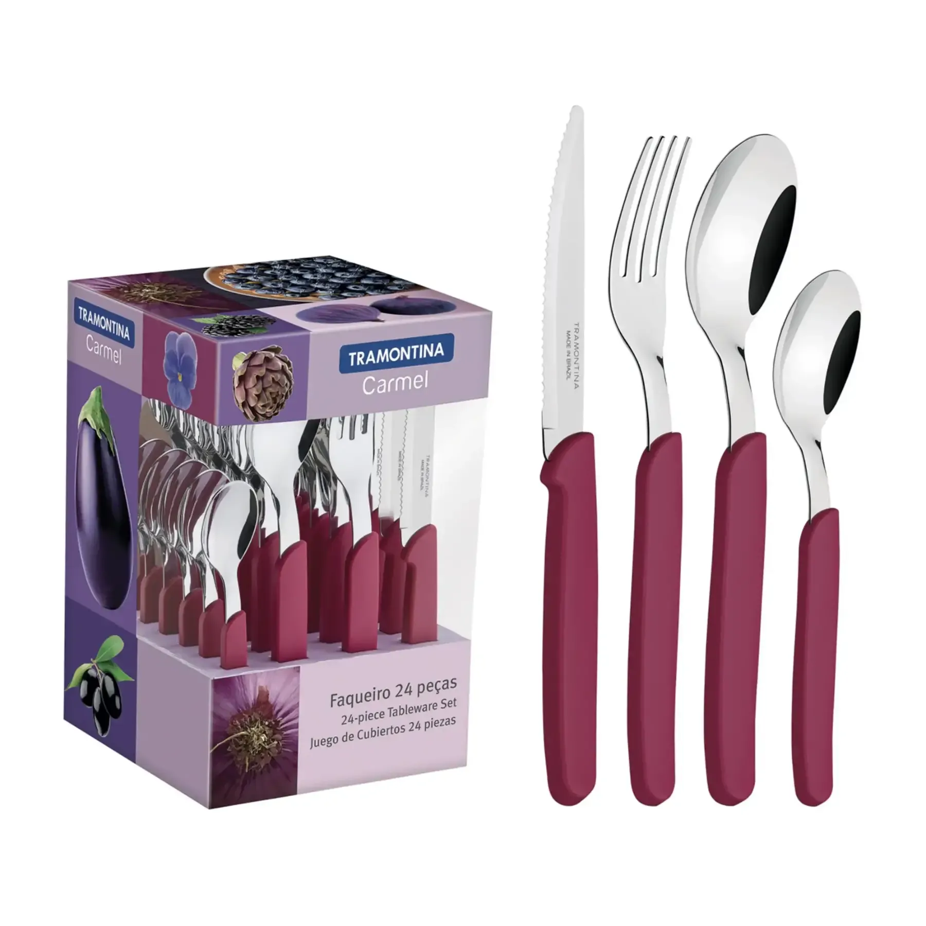 Set de 24 couverts à table rose