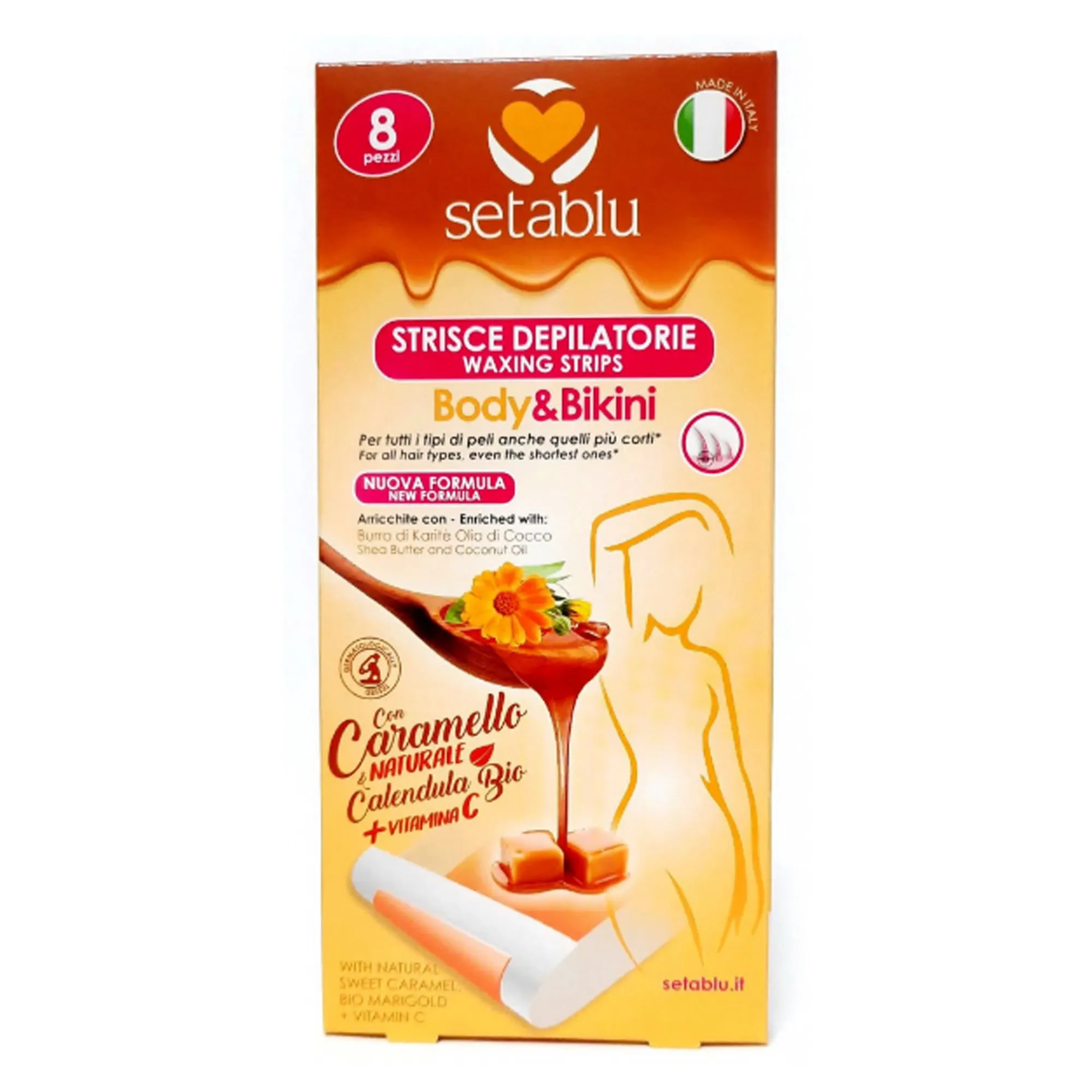 Bandes de cire dépilatoire pour corps au caramel