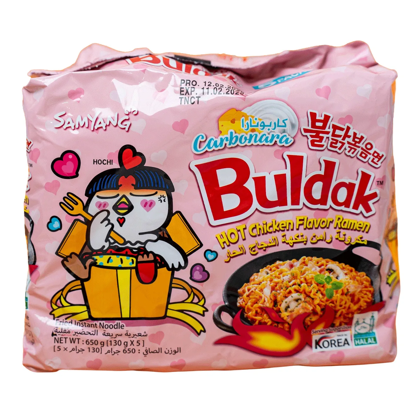 Nouilles piquantes au poulet à la carbonara