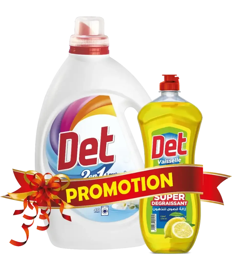 Lessive liquide machine 2.5L + Liquide vaisselle 600ml gratuit DET