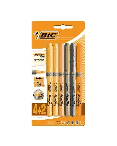 Pochette de 4 surligneurs BIC Liner Grip + 2 Gratuits