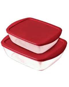 Set de 2 boîtes + couvercles rouge Cook & Store