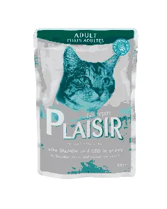 Aliments pour chats au saumon et au cabillaud