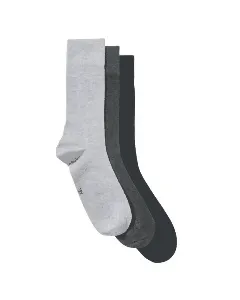 Lot de 3 paires chaussettes homme grises chinées en Lycra