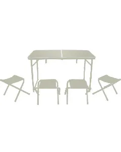 Table de jardin pique nique avec 4 tabourets en aluminium