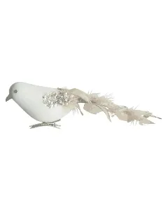 Oiseau blanc à clip 25cm