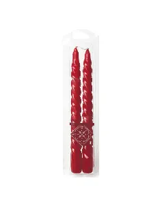 Boite de 2 Bougies Torsadées Rouge foncé