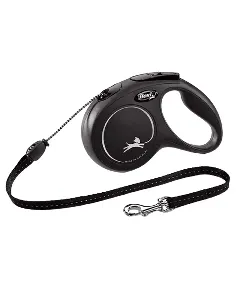 Laisse classic avec cordon de 3M pour chien noir