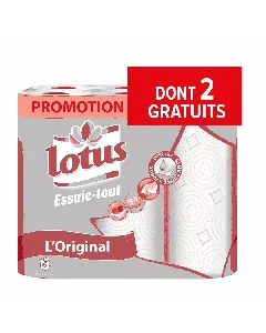 Essuie tout 2 plis  6 rouleaux dont 2 GRATUITS LOTUS