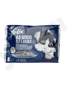 Lot de 4 boites de 85g d'aliments composés thon saumon pour chat - Felix 